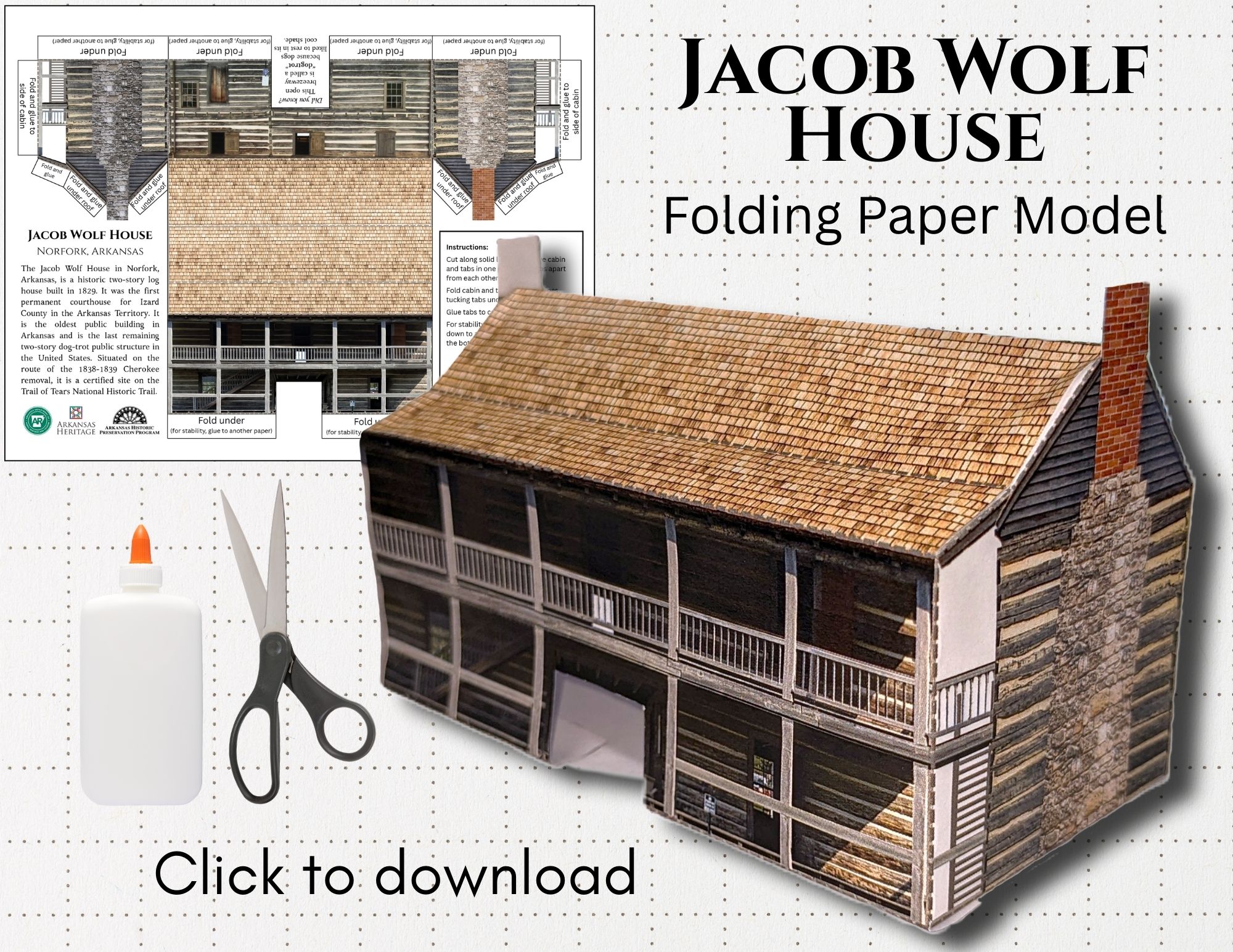 Jacob Wolf House Paper Model PDF Promo