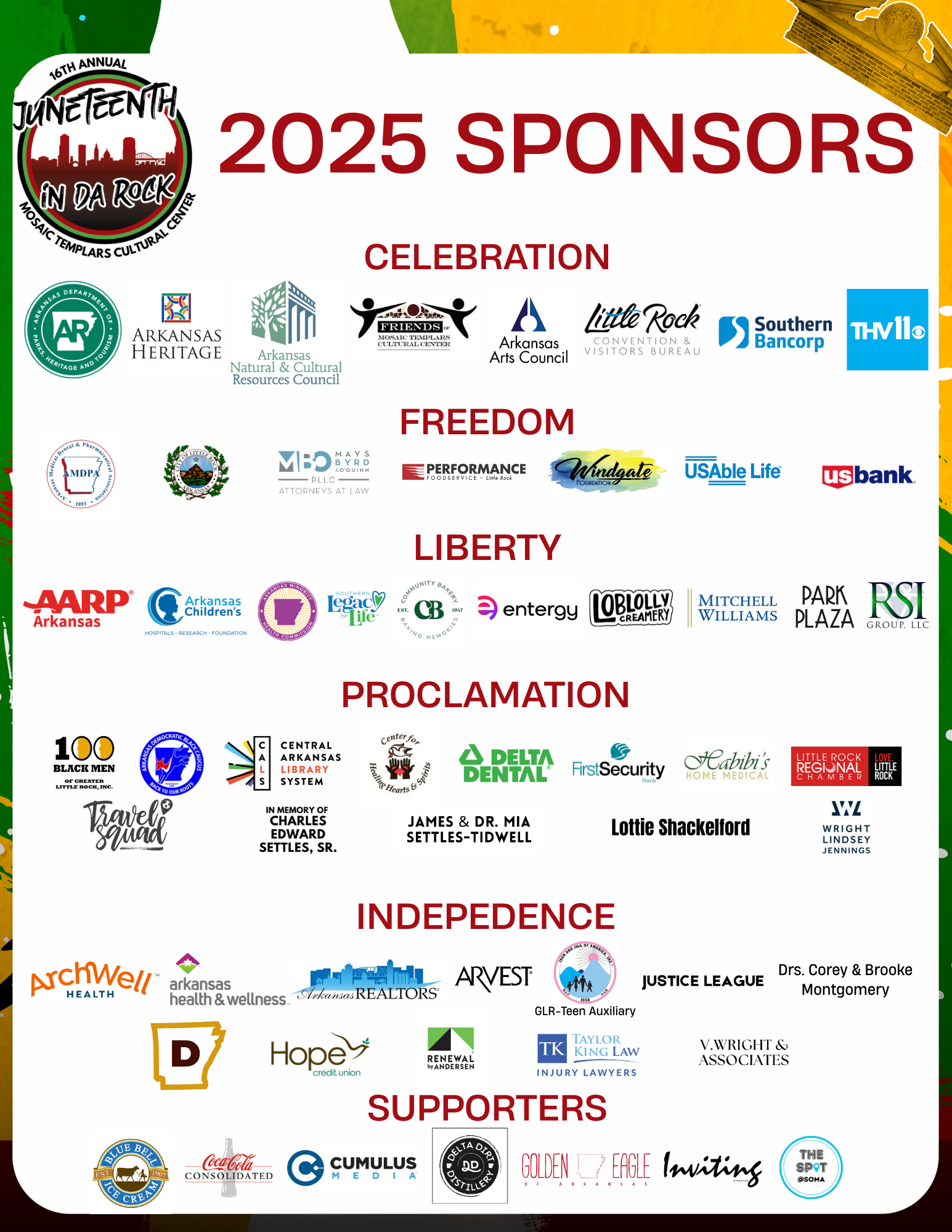 Sponsor Logos of the 2025 Junteenth Sponsors
